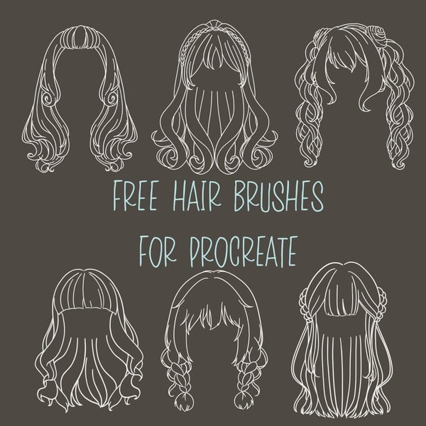 Free 12 Chibi & Anime Hair Stamp Brushes for Procreate by JW Patterndesign