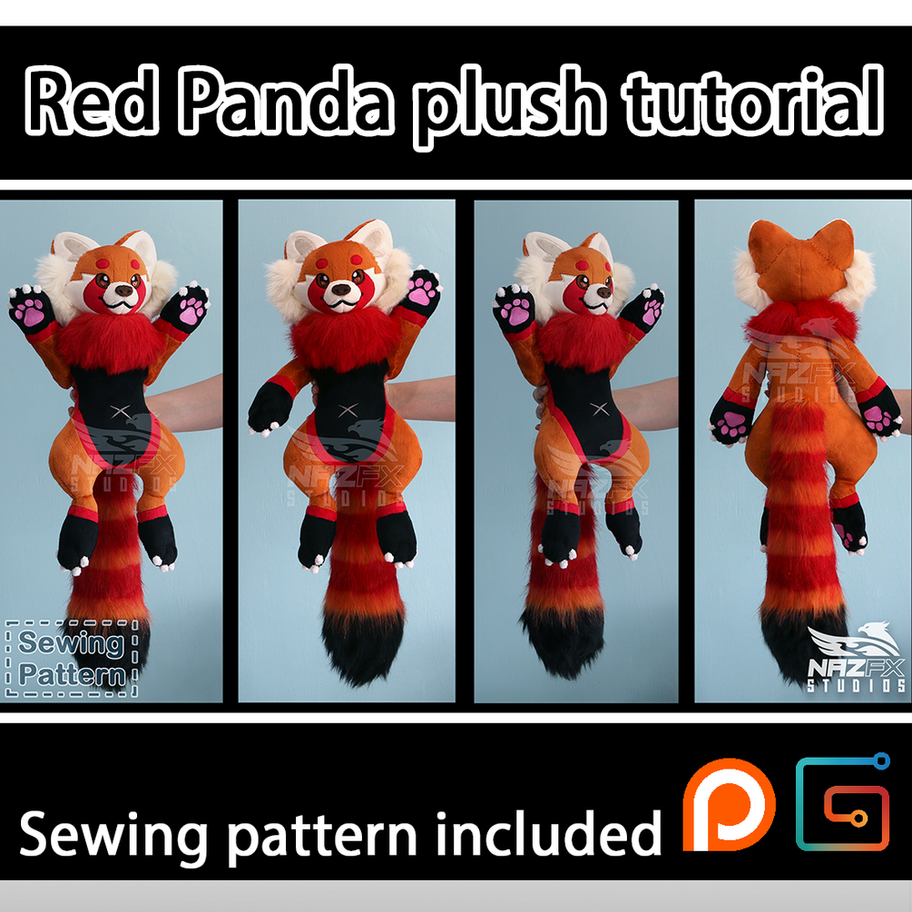 PDF Pattern Felt Red Panda Nogget Plush 