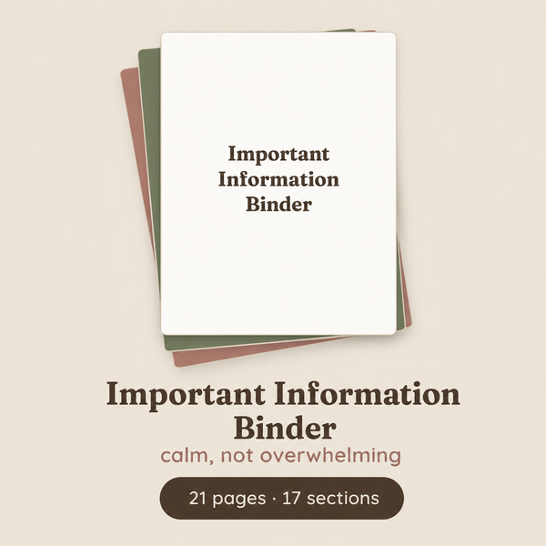 Important Information Binder printable