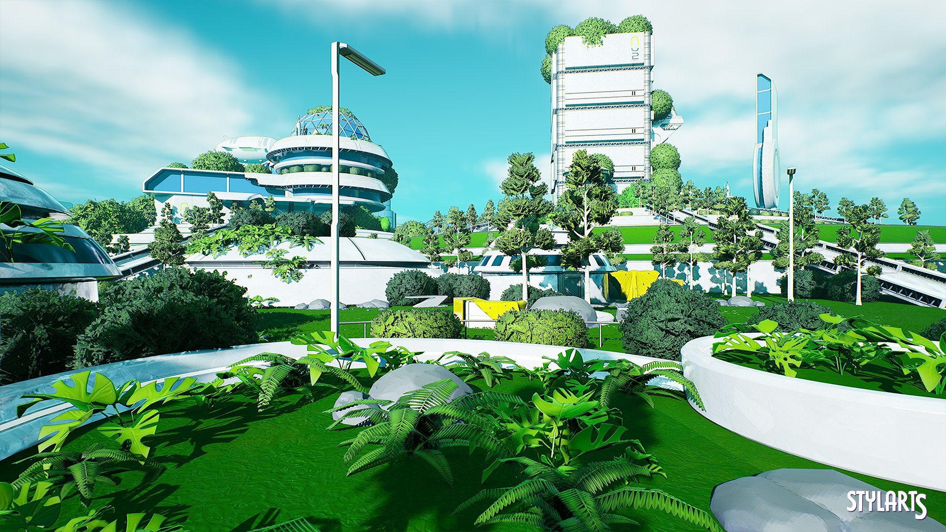 Stylized Solarpunk City (Unreal Engine)
