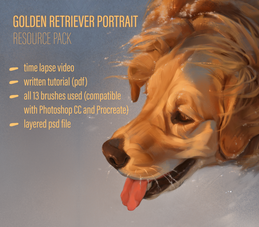 Dog Portrait Tutorial & Brush Pack by Mari-Liis Kirsimägi