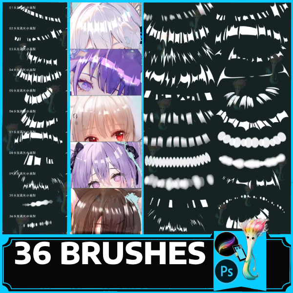 Procreate Brush Hair, Photoshop Brushes, Hair Textures, Animation Brushset, Procreate Hair, digital artist tool, iPad art, Procreate Stamps by best procreate brushes