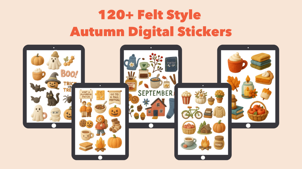 120+ Felt Style Autumn Digital Stickers Pack - Fall Planning Stickers ...