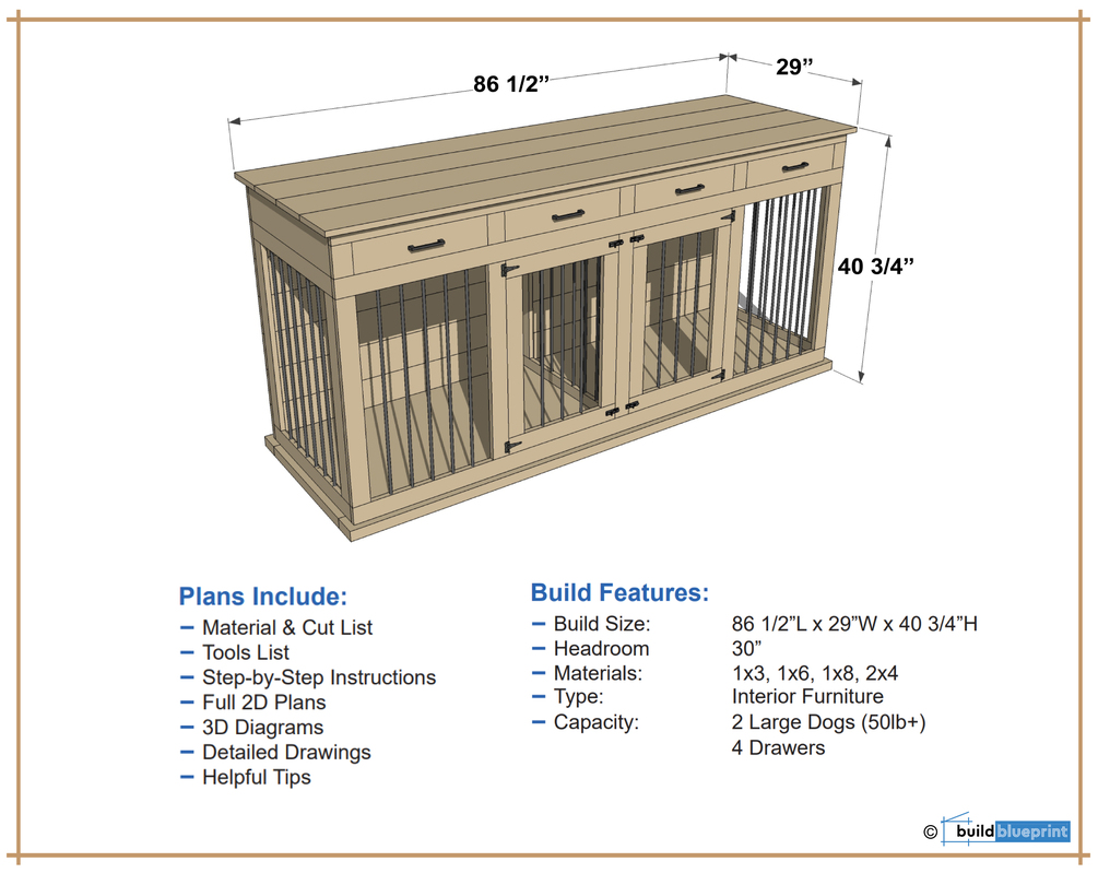 Double Dog Kennel TV Stand DIY Plans - Build Blueprint