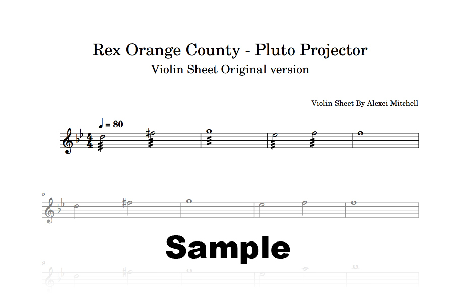 Rex Orange County Pluto Projector Violin Sheet (String Part Only)