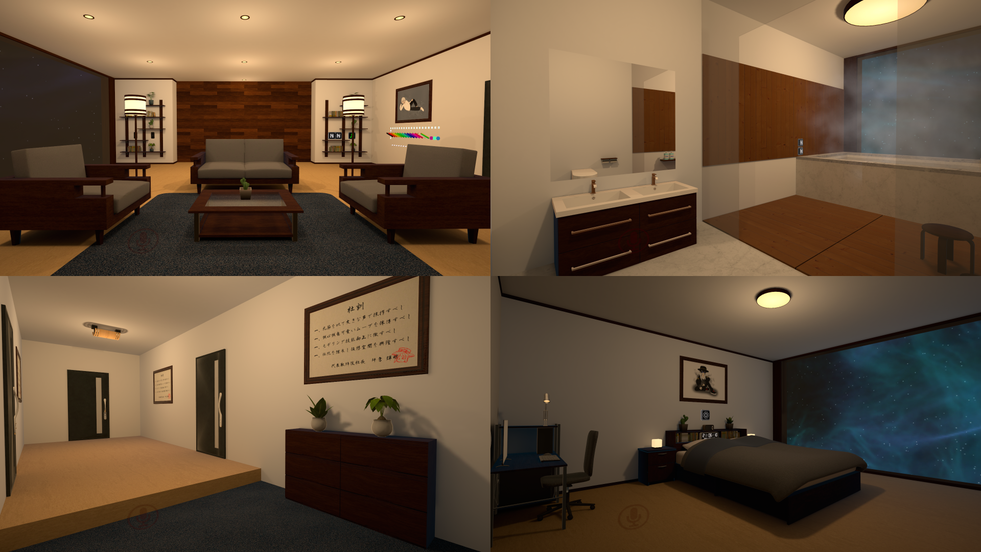 4 Rooms Apartment with 8 Ball 【SDK3 VRChat Ready】