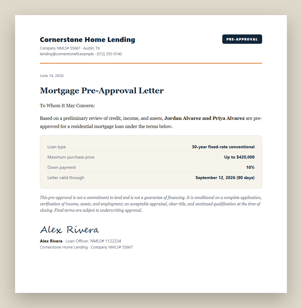 You need a pre-approval letter.