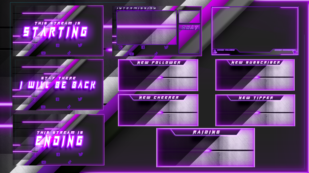 Static Neon Twitch Overlay Pack