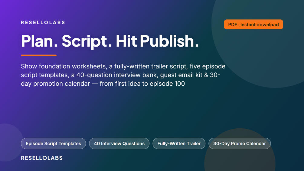 Look inside Podcast Planner & Script Templates: Launch to Episode 100 — real pages