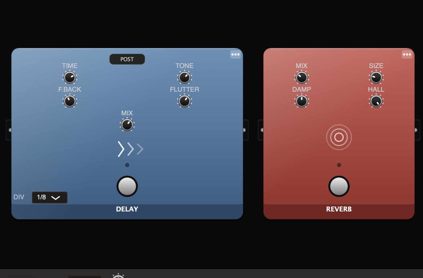 The Mistress effects section in a contrasting amp skin
