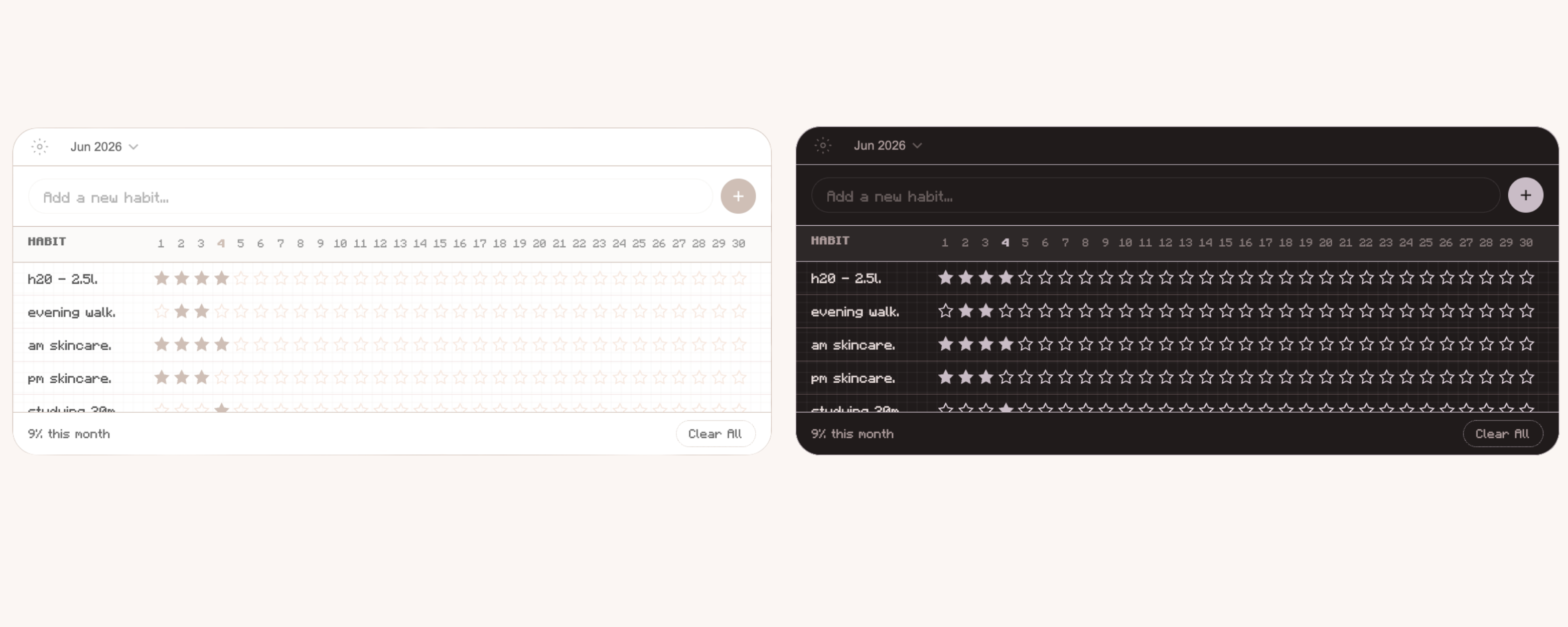 aesthetic habit tracker and notion widget