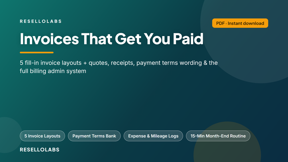 Look inside Invoice Template Pack & Small Business Billing Kit (PDF) — real pages