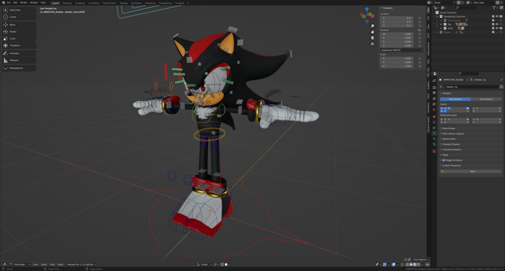 Shadow the Hedgehog Blender rig