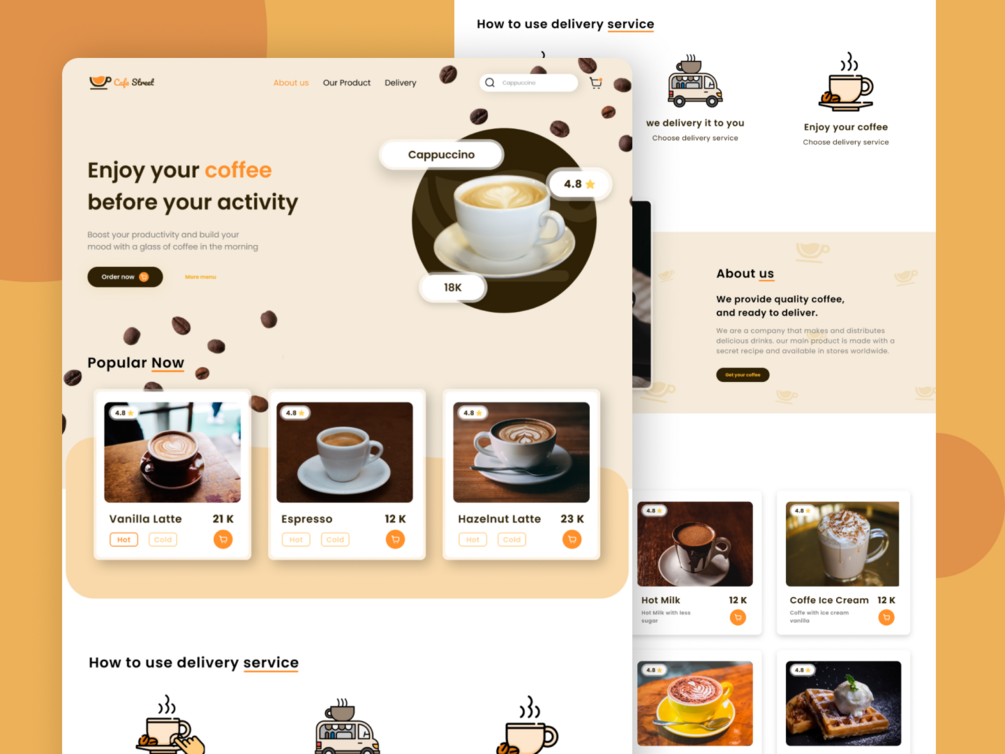 Thumbnails Cafe Street - E Commerce Landing Page Design