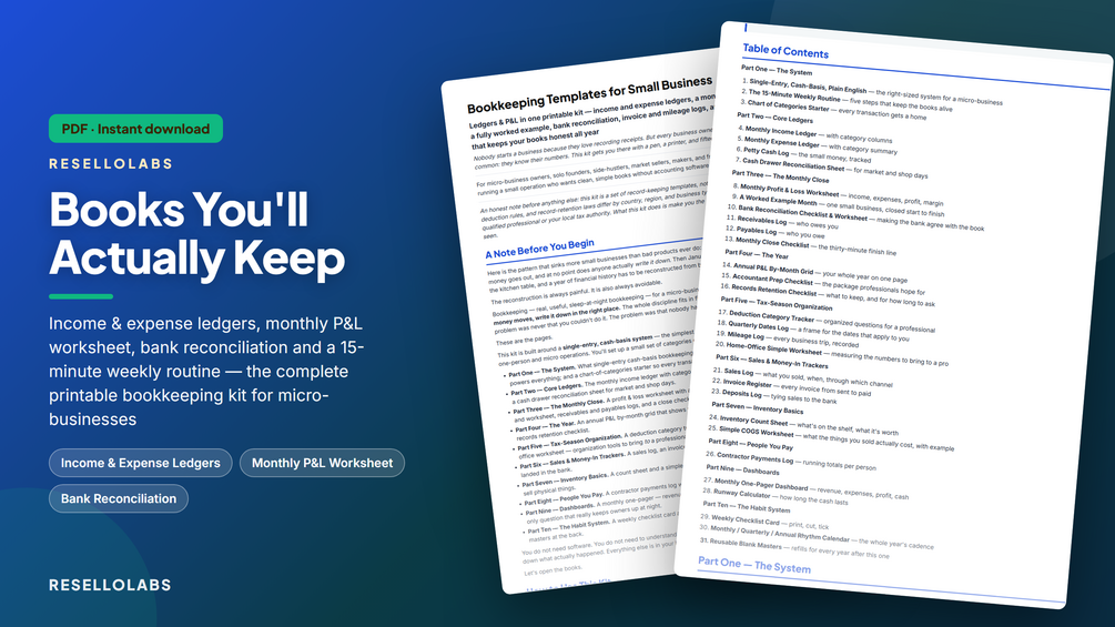 Bookkeeping Templates for Small Business: Ledgers & P&L cover