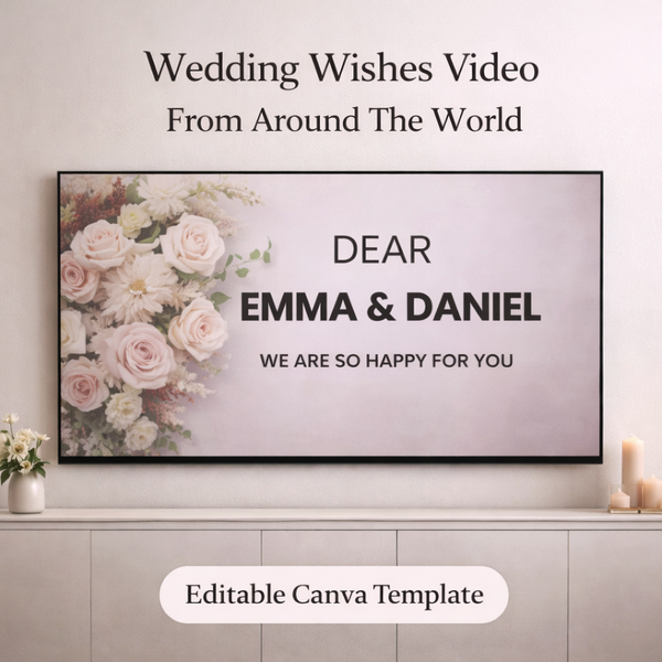Wedding Wishes Video Gift | Editable Canva Template for Group Messages (16:9)