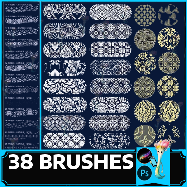 procreate brush ps brush retro satin flower pattern fabric cloth European shading background illustration by best procreate brushes