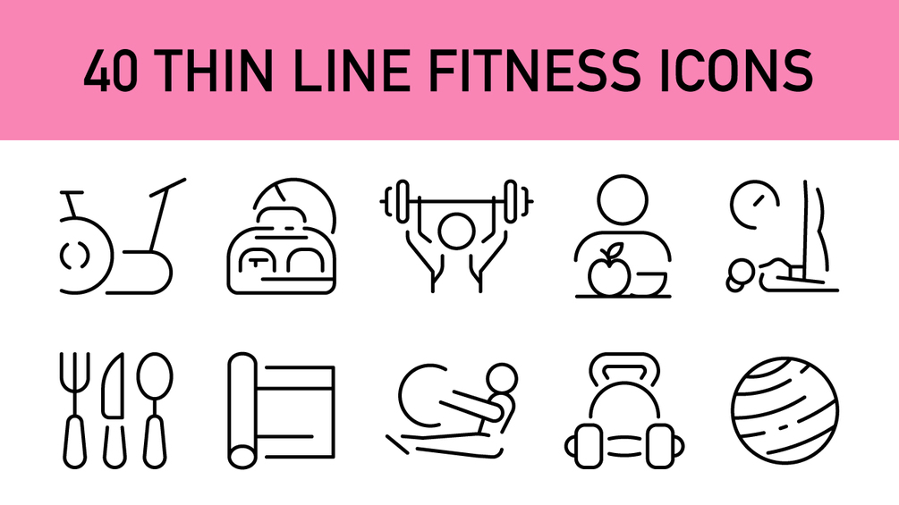 Fitness & Workout Line Icons – 40 Minimalist Vector Icons
