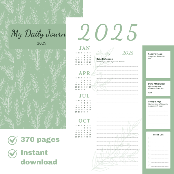 2025 My Daily Journal Leaves Edition