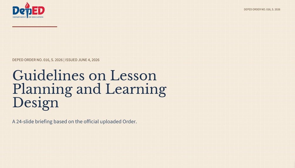 DEPED ORDER NO. 016, S. 2026 Guidelines on Lesson Planning and Learning ...