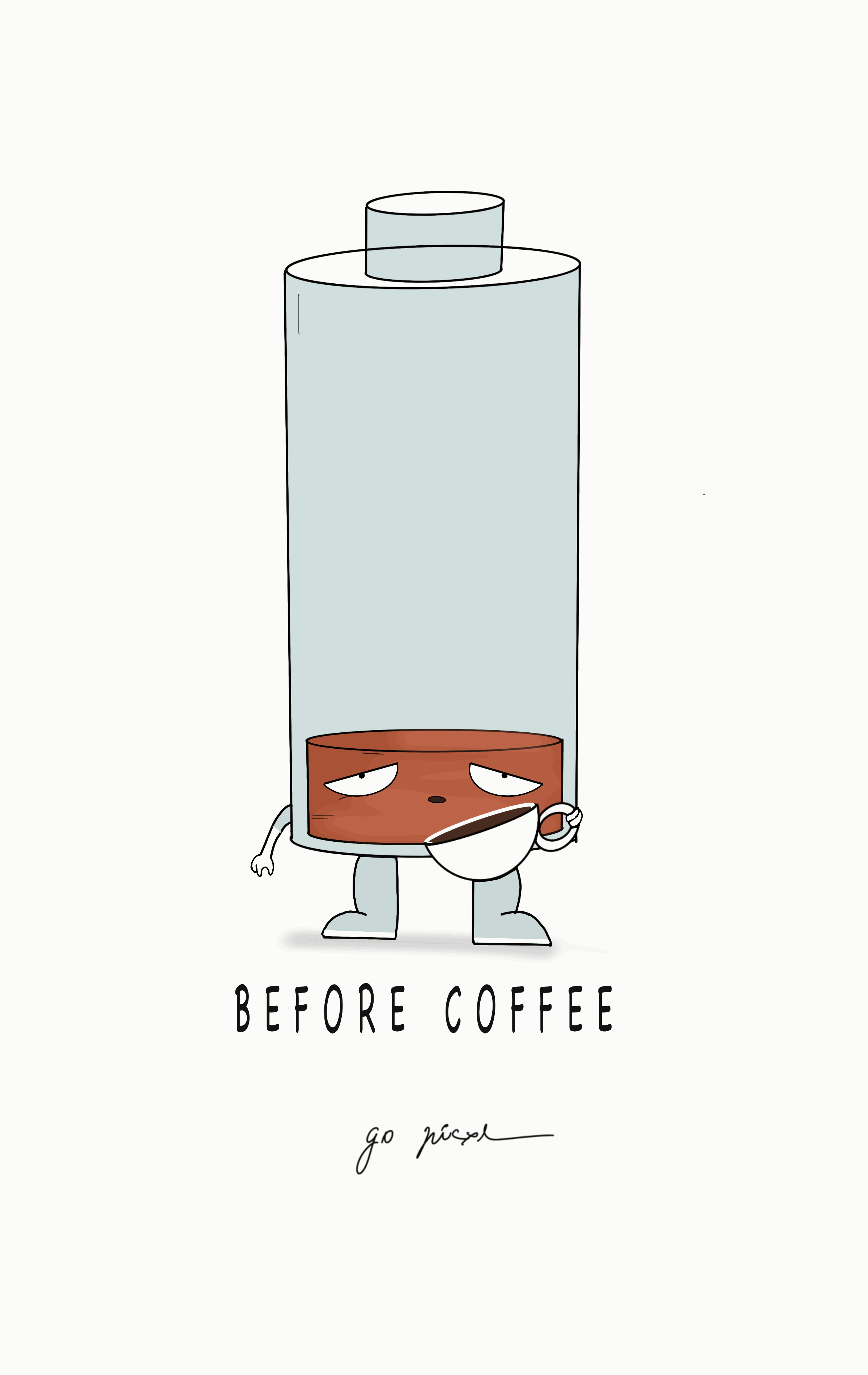 Before and after coffee gif