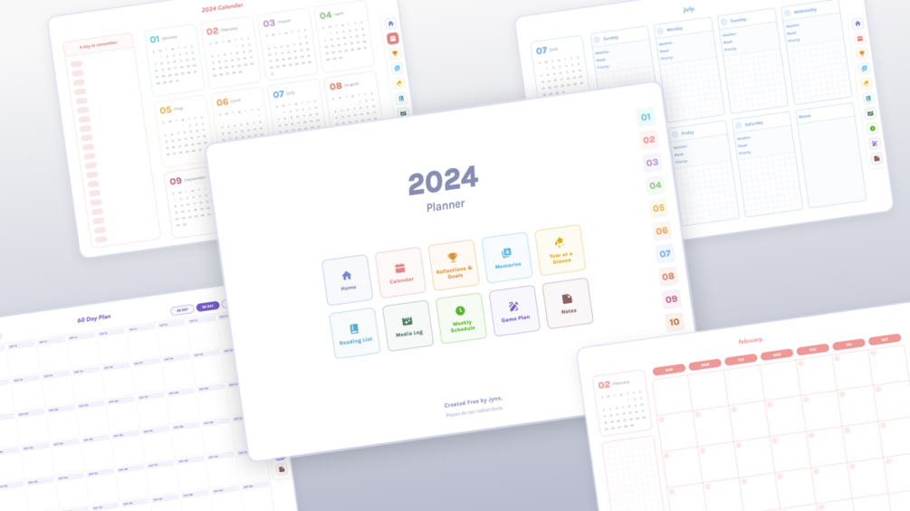 2024 Digital Planner (Free with Hyperlinks) Sunday ver.