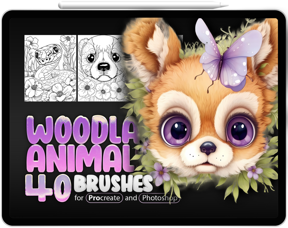 40 Woodland Animals Brushes Collection for Procreate and Photoshop by ProCreativeBreeze
