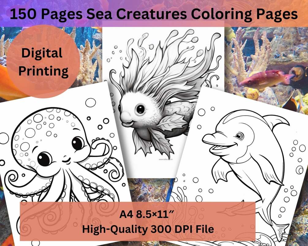 150 Adorable Sea Creatures Coloring Pages Printable Fun for All Ages!