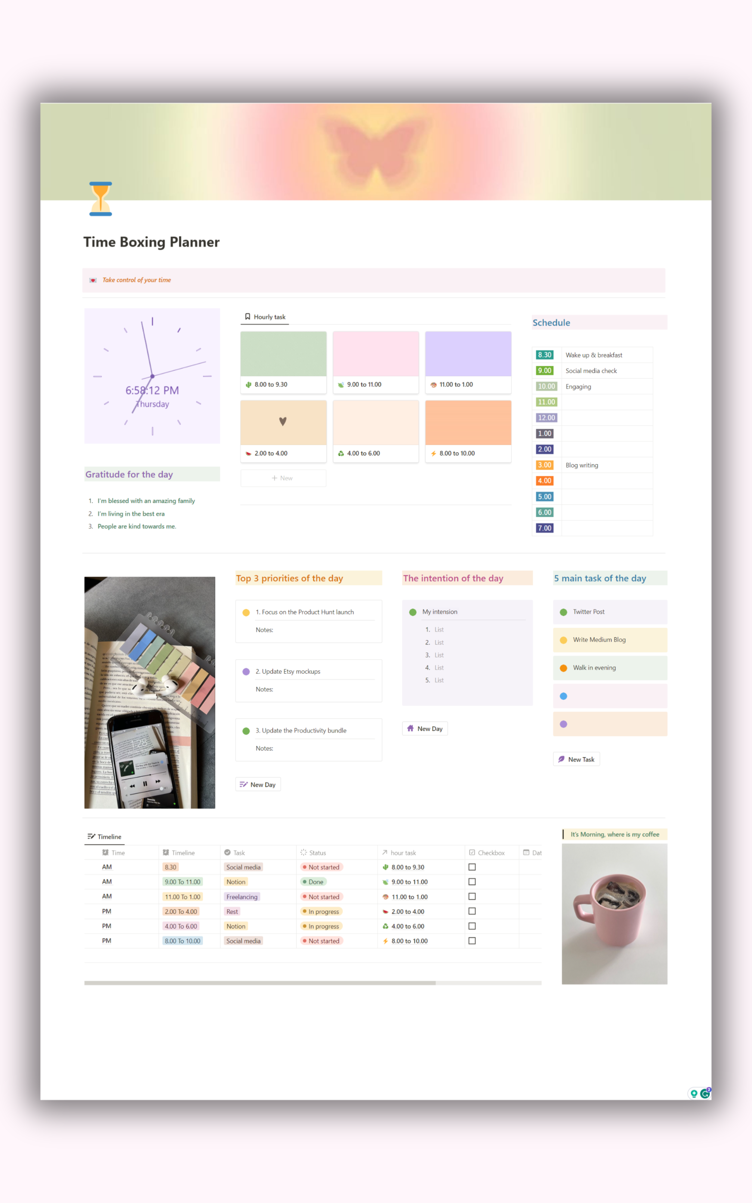 Productivity Bundle 2.0 | Task Manager, Time Boxing Planner & Bookmark ...