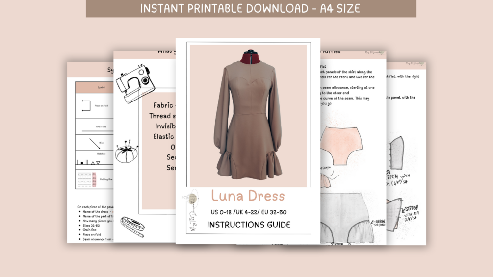 Luna Dress Sewing Pattern, dress patterns for women, women sewing patterns,  pdf sewing pattern, ladies dress patterns, fall dress