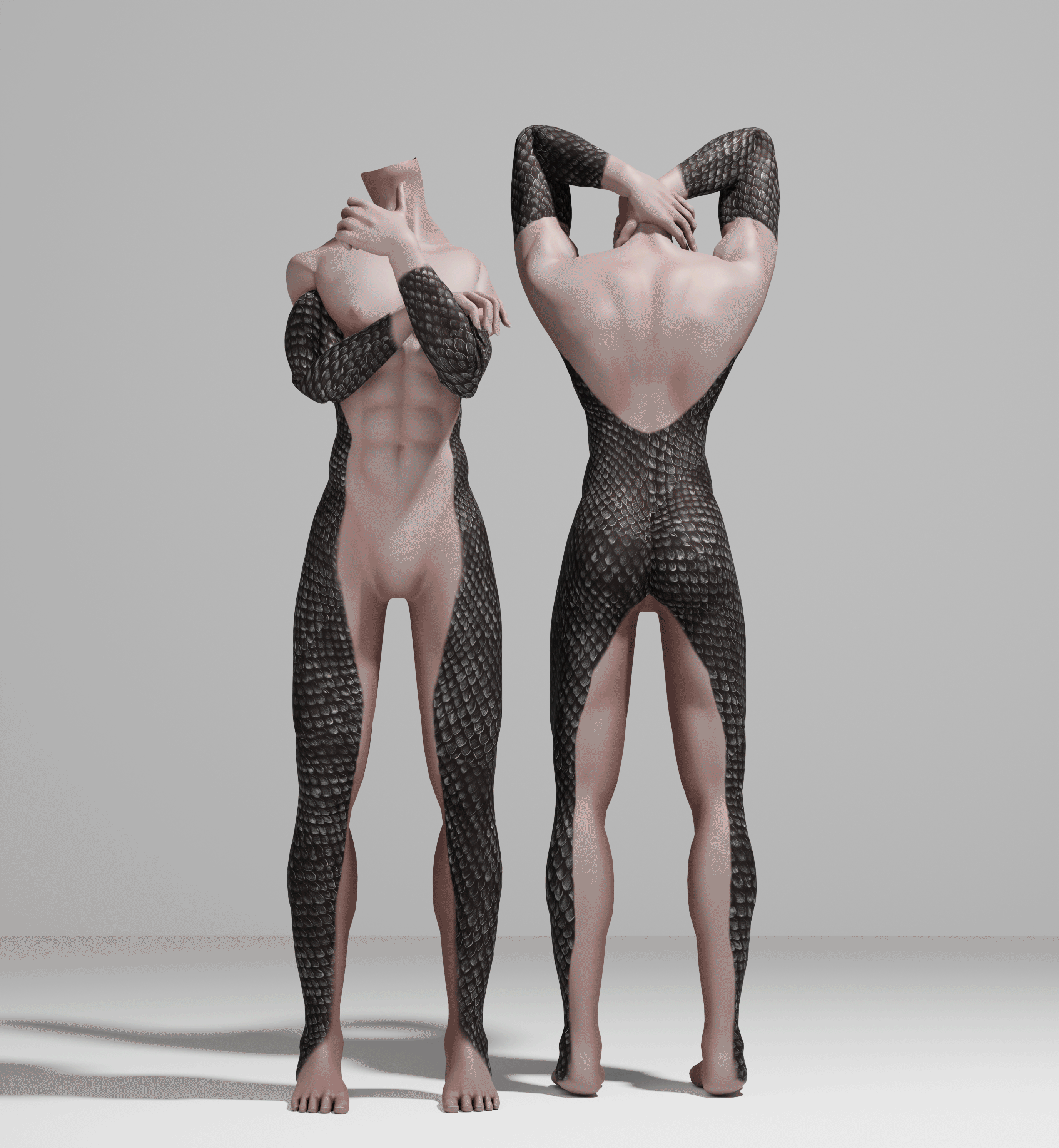 (Akii,E-boy,E-Girl,Hazie, SlimFit )Black Serpent’s Veil tattoo texture No skin