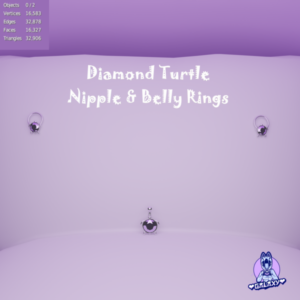Diamond Turtle Nipple & Belly Rings