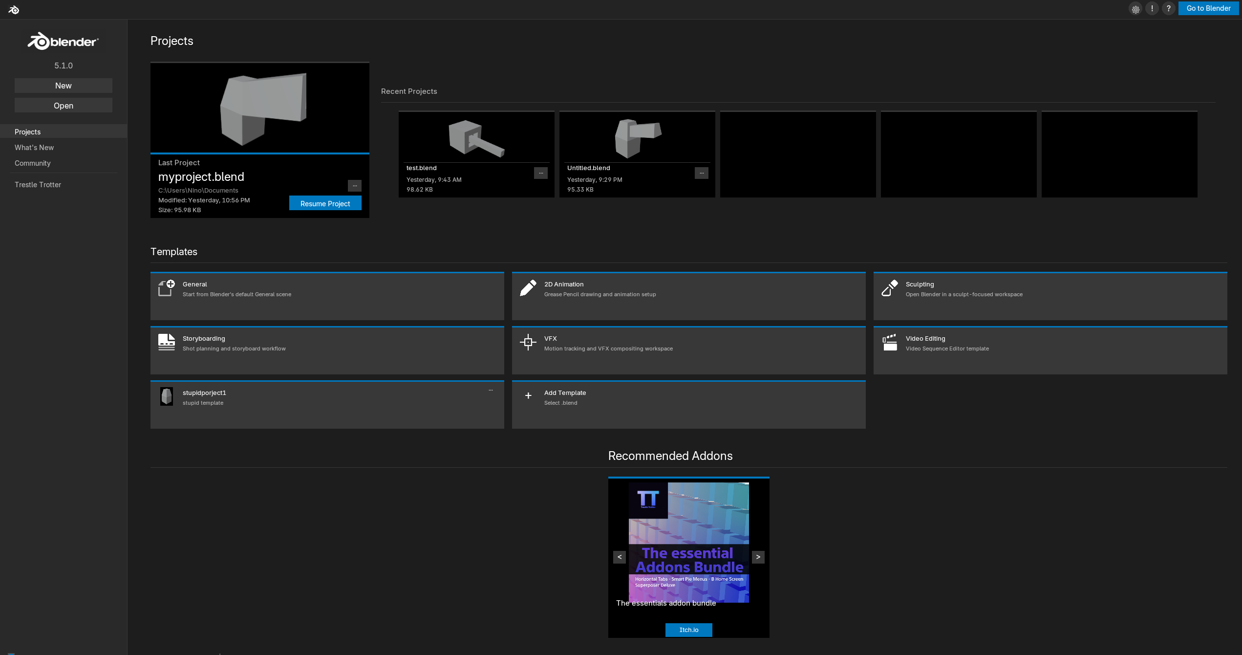 b home screen projects page free