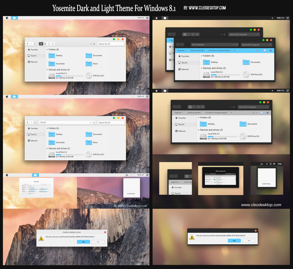 Yosemite Dark and Light Theme For Windows 8.1