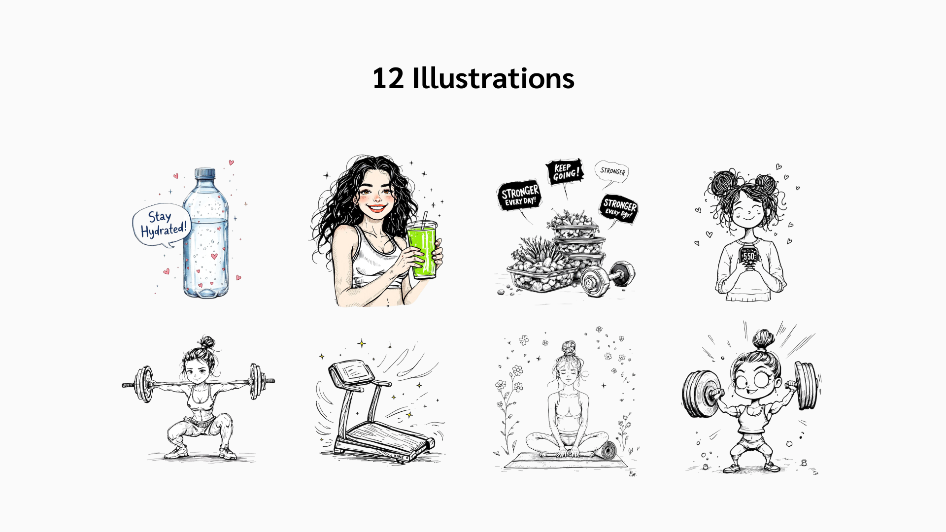 DoodlyFit Social Canva Template Illustration