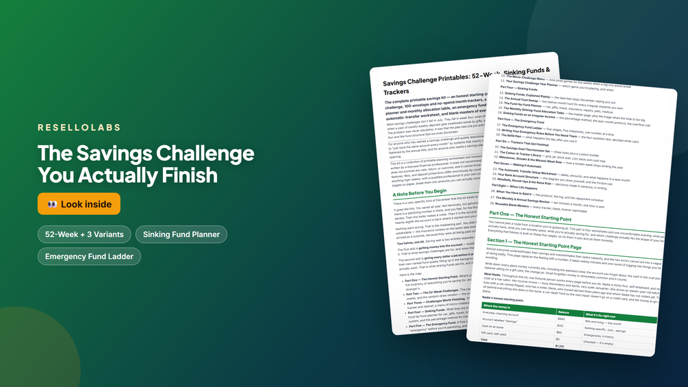 Look inside Savings Challenge Printables: 52-Week, Sinking Funds & Trackers — real pages