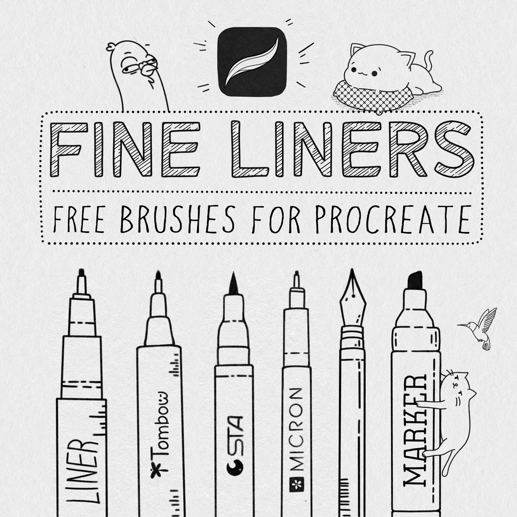 Free Fine Liner Brushes for Procreate (22 brushes)