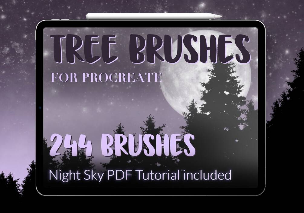 244 Tree Procreate Brushes, Pressure Sensitive, Nature Brushes