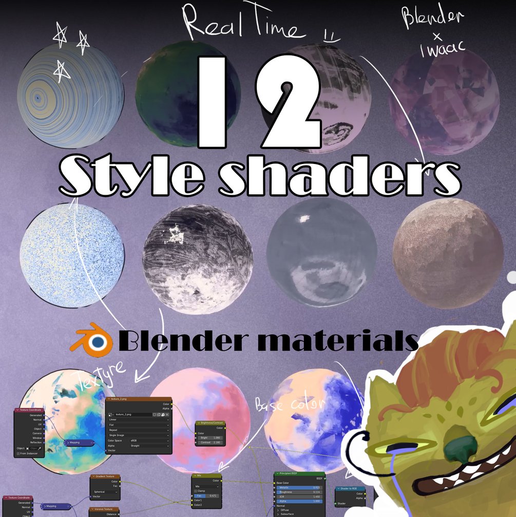 12 style Shaders or blender Materials (Eevee only) by Aleksandr Iwaac