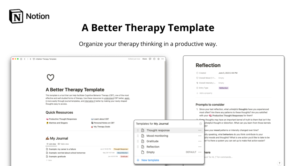 A better therapy template for Notion