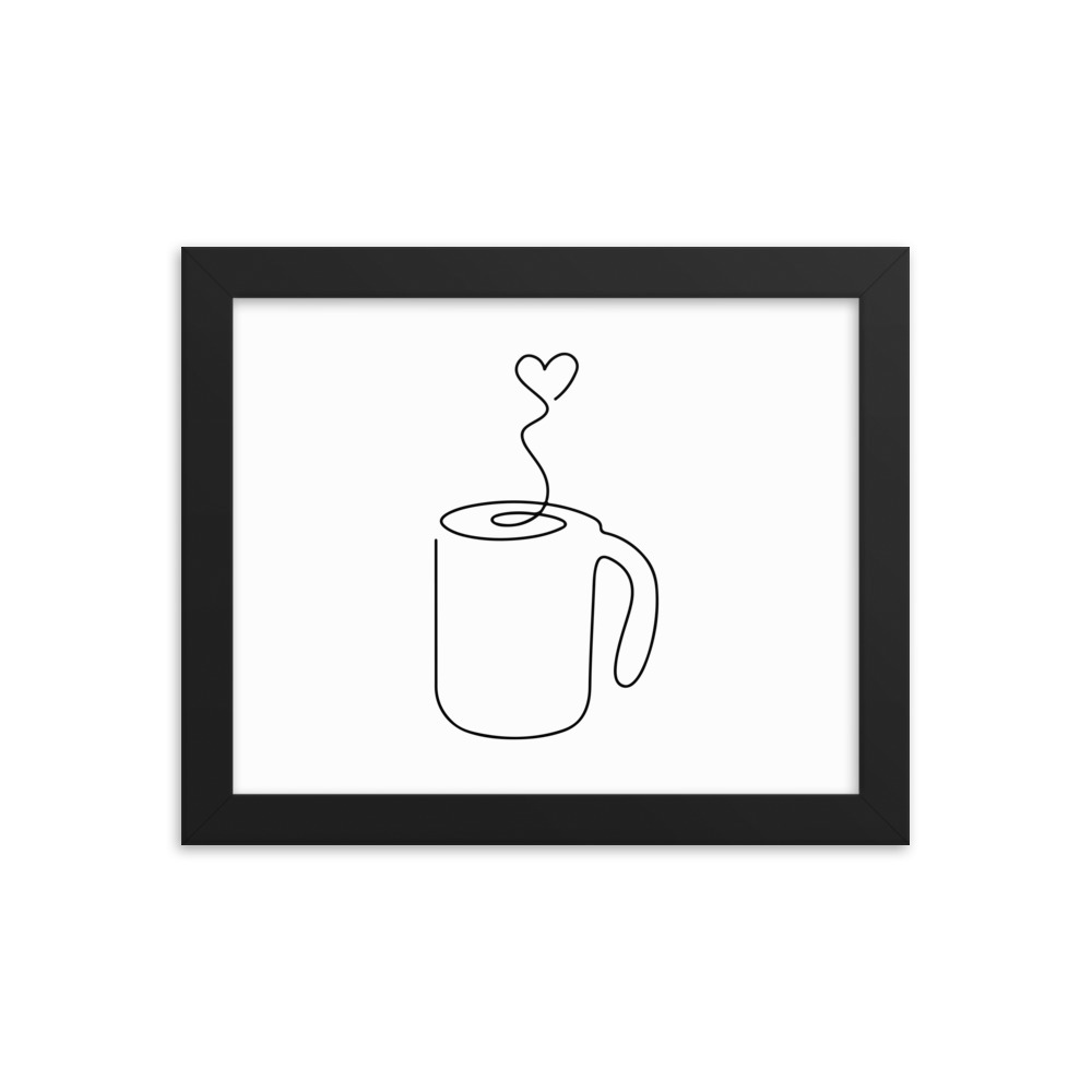 Monochrome vector contour drawing of couple of tea cups with