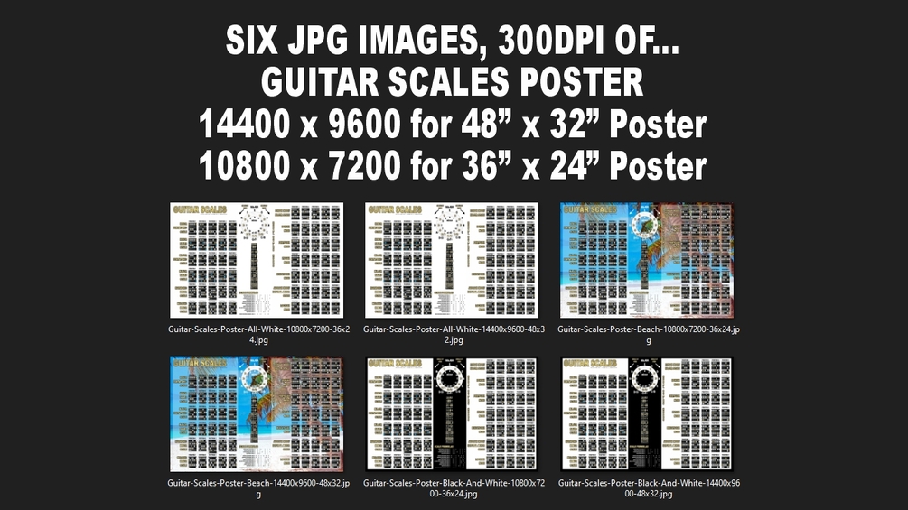 Six JPG Images Of Guitar Scales Poster