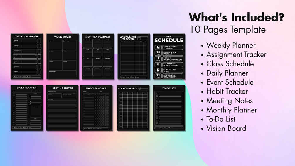 Study Like a Boss – Digital Student Planner (Black Edition, Canva ...