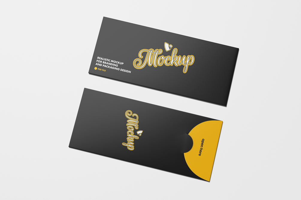 High Angle View Envelope Mockup