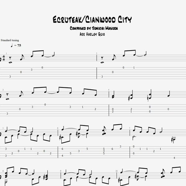 Ecruteak/Cianwood City (Pokemon Gold/Silver/Crystal) fingerstyle guitar tab PDF by Harley Guio