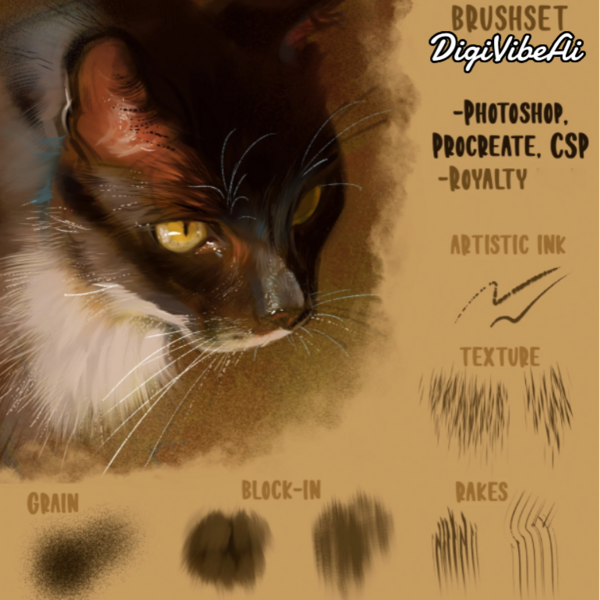 Fur Brushset (Photoshop, Clip Studio Paint, Procreate) by DigiVibeAi