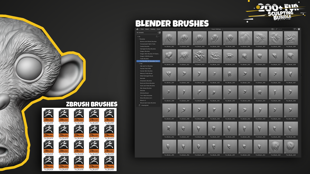 Fur sculpting brushes