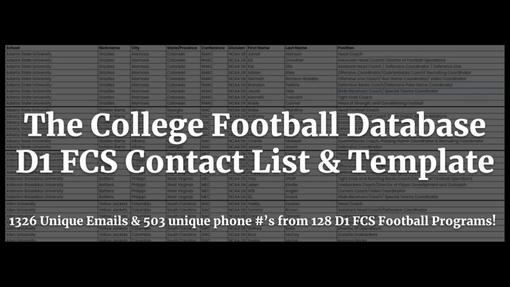 2022 College Football Database D1 FCS Contact List & Template