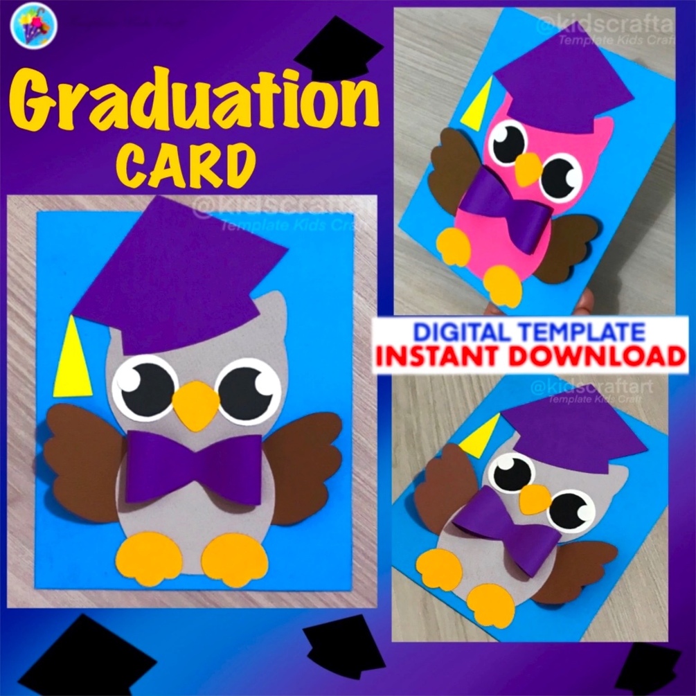 Printable Graduation Card Owl Craft for Kids Last Day Graduated ...