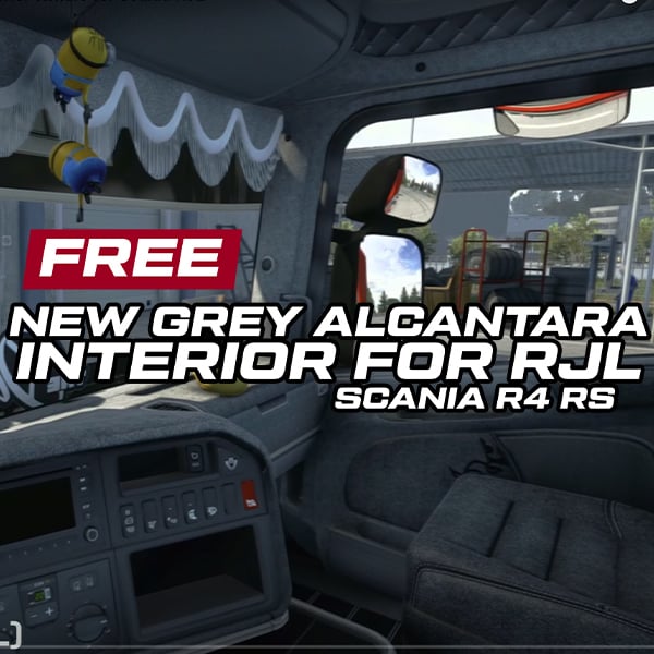ETS2 TM RJL Dark Grey Alcantara INTERIOR for Scania RS & R4 (RJL) | Grey Alcantara Interior texture for Scania RJL by izuanbakar